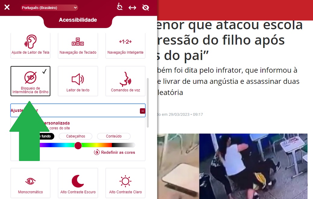 Bloqueio de intermitência de brilho