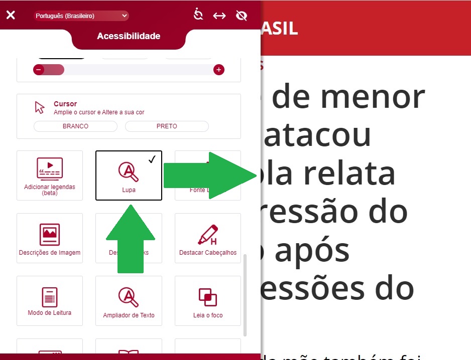 Lupa dá um zoom na tela