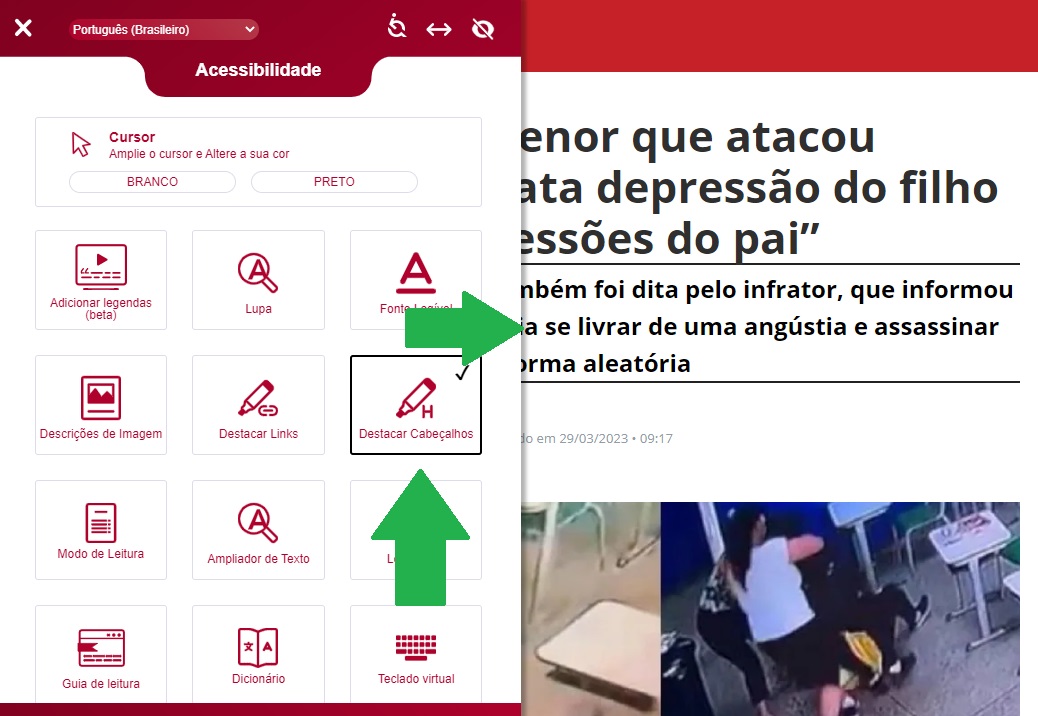 Ferramenta permite destacar o cabeçalho