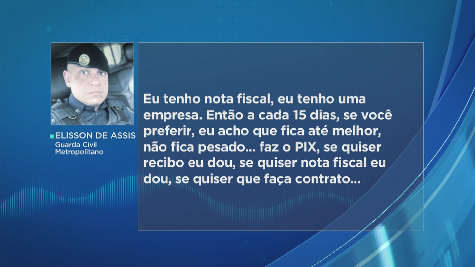Agente da GCM diz que emite nota fiscal por serviço (Foto: Band)