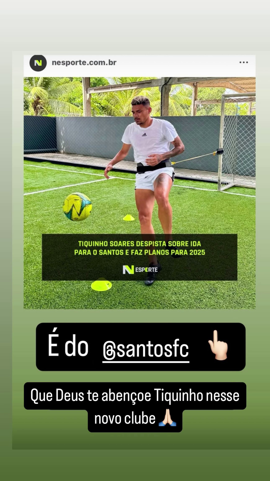 Postagem do CSP sobre a negociação de Tiquinho Soares ao Santos (Foto: Reprodução / CSP)