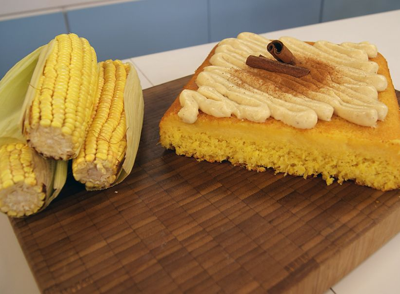 Bolo cremoso de milho coberto com creme de canela é uma ótima pedida de receita Divulgação/Band