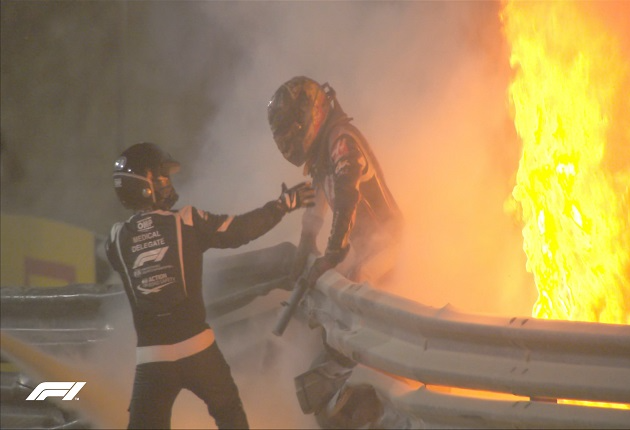 F1: Romain Grosjean sofre acidente chocante com fogo, após largada do GP do Barein; veja imagens
