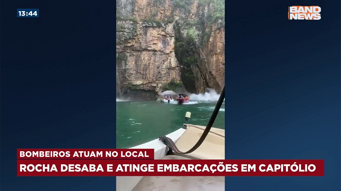 Vídeo: deslizamento de pedras atinge lanchas na região dos cânions em Capitólio
