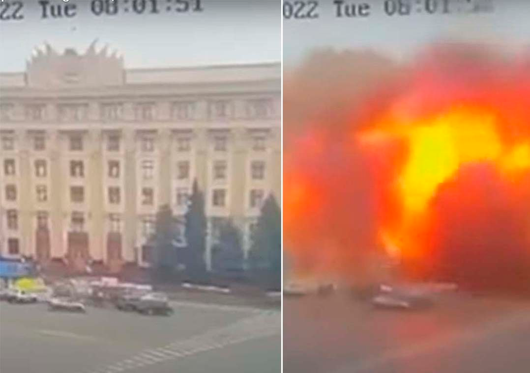 Vídeo: explosão atinge sede do governo de Kharkiv