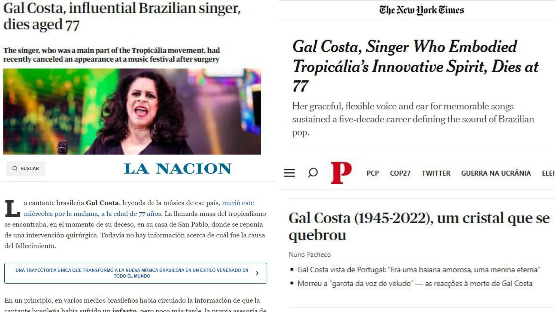 Voz de veludo e musa da Tropicália: Gal Costa é reverenciada pelo mundo
