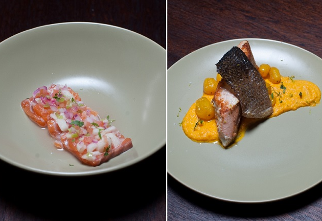 Salmão Curado com Vinagrete de Maçã e Salmão Defumado com Purê e Tomate Confit | Band Receitas