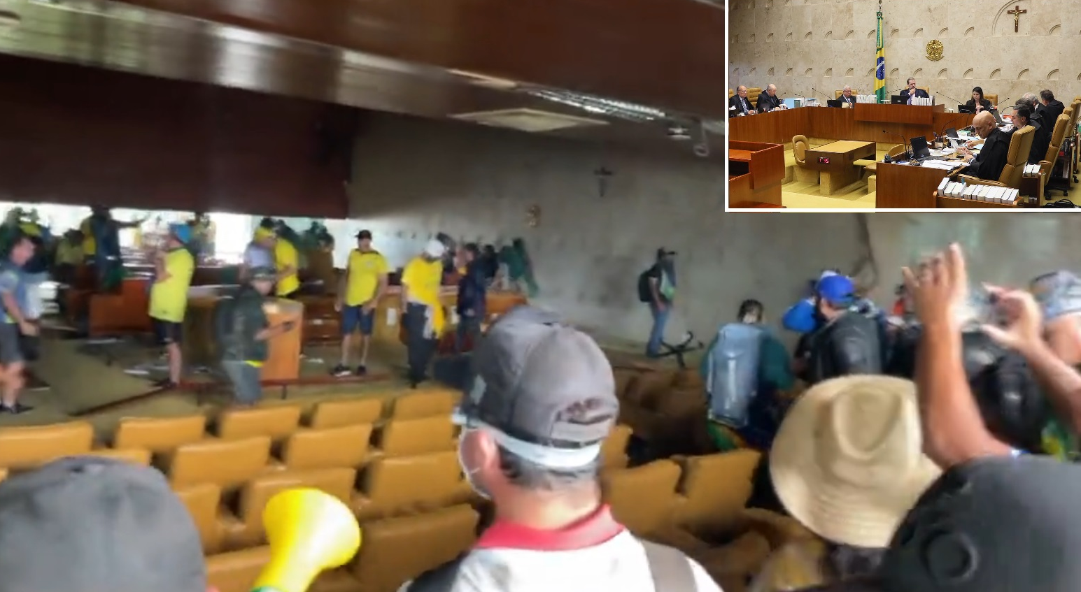 Manifestantes bolsonaristas invadem STF e destroem plenário em Brasília