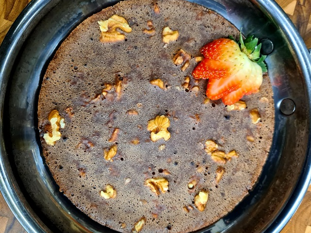 Panqueca de brownie low carb | Band Receitas