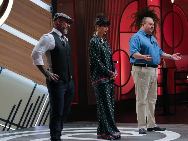 Helena Rizzo com “pijama” fashion no MasterChef Brasil. Foto: Melissa Haidar/Band