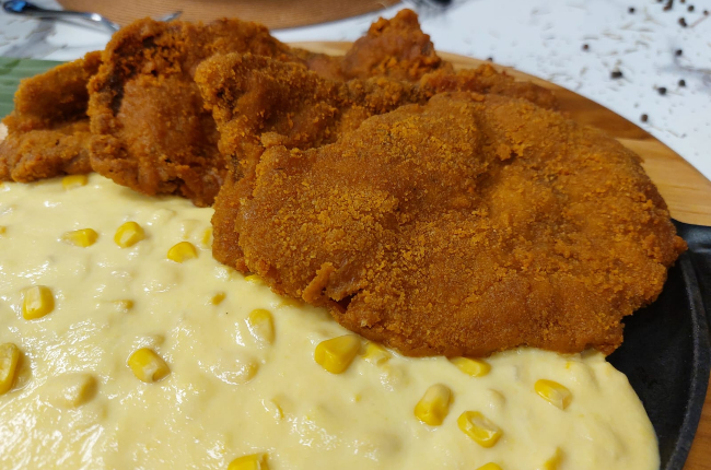 Bife à milanesa com creme de milho | Band Receitas